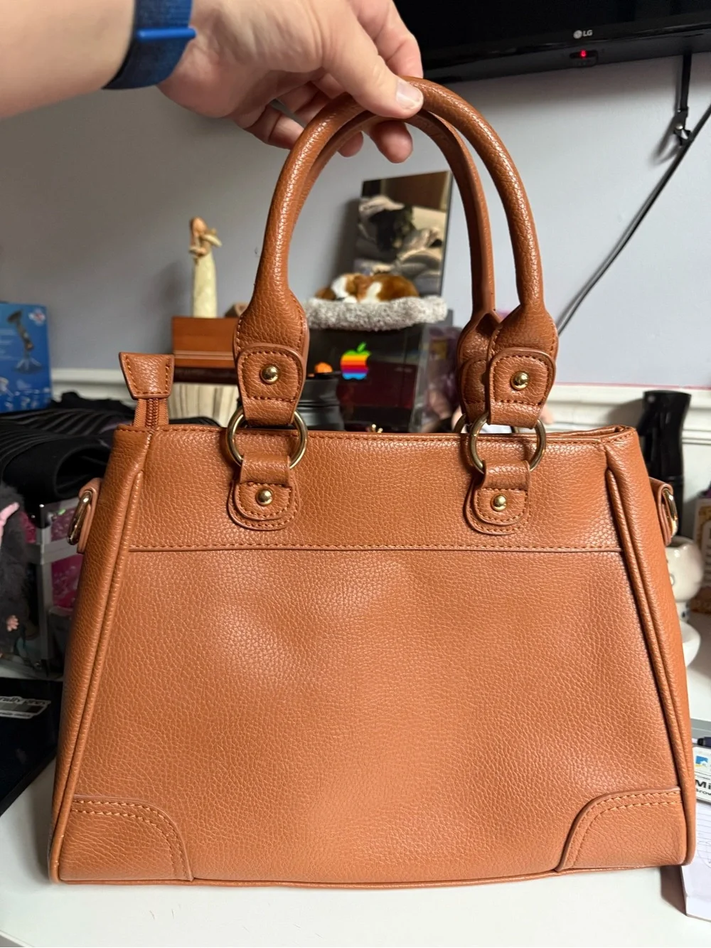 Danbury Mint Personalized “CS” Initial Brown Satchel Handbag